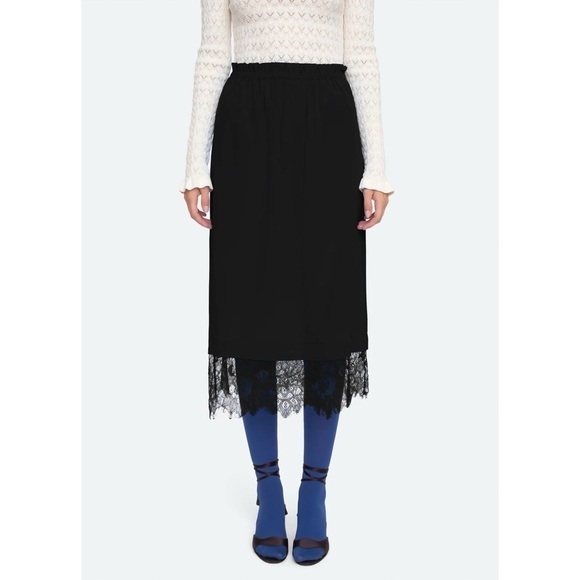 Sea New York Dresses & Skirts - NWT SEA New York Midi Black Lace-Trimmed Lorraine Silk Slip Skirt
